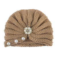Bonnet turban bébé tricot perle